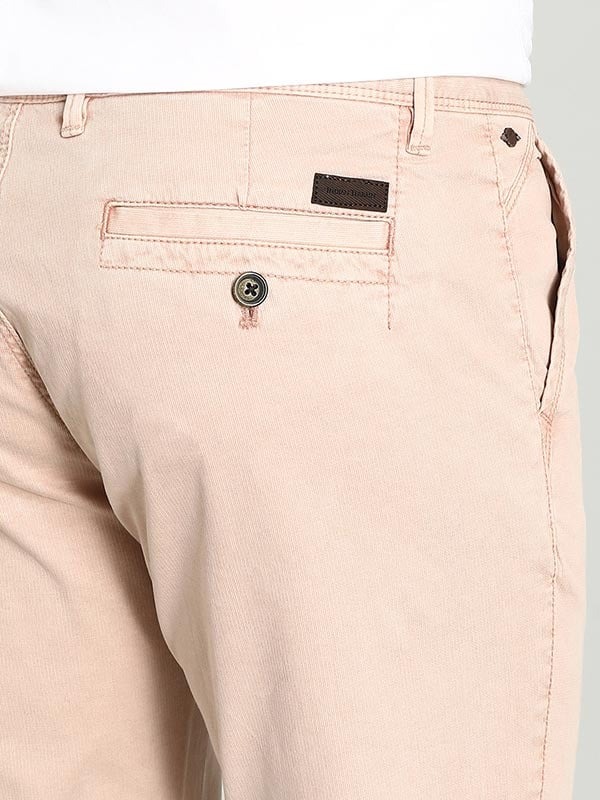 Indian Terrain Men's Slim Fit Solid Pink Trousers